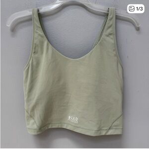 Sporty and Rich Light Green Crop Top in Medium
